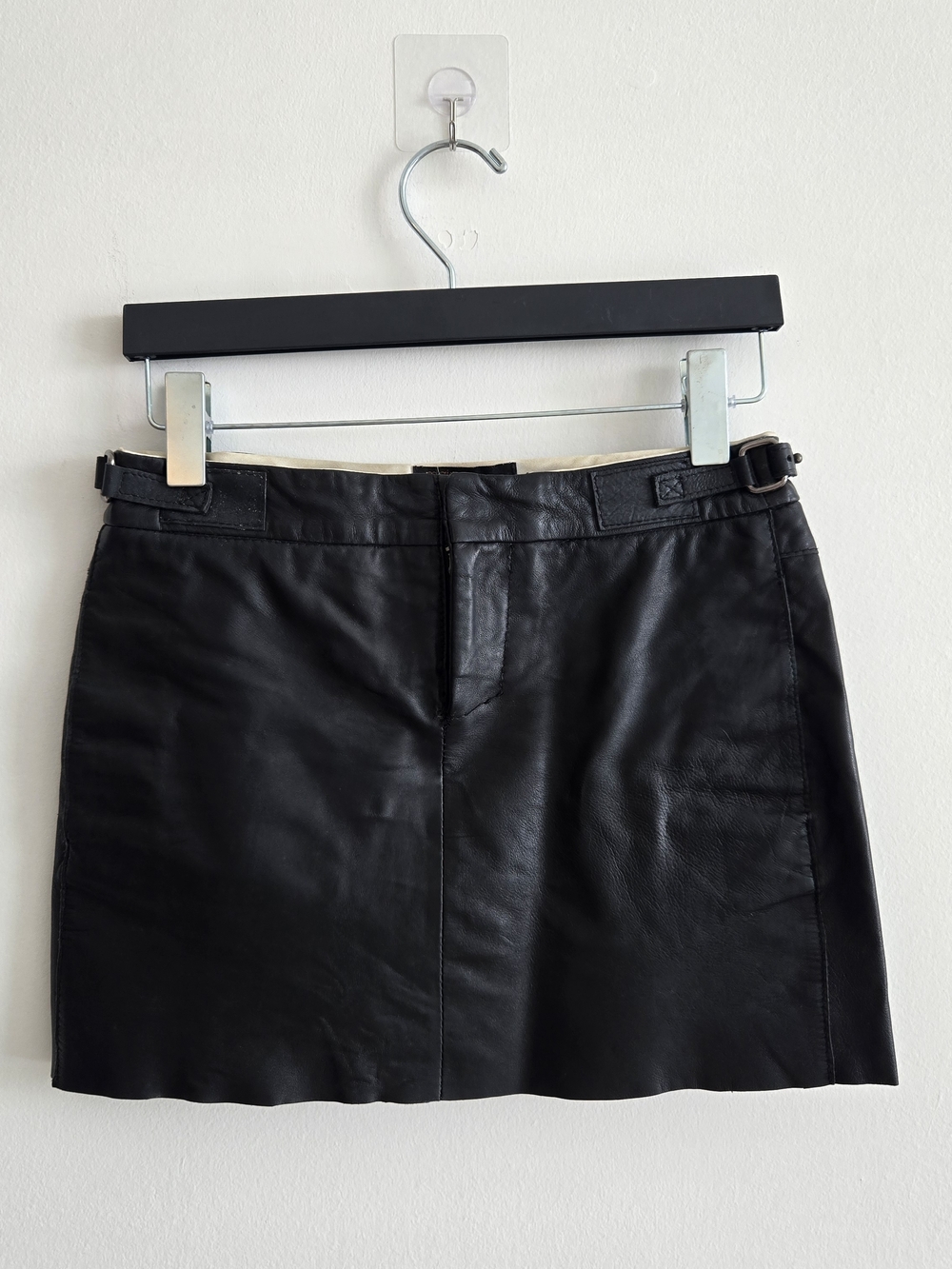 Maje Black Leather Mini Skirt Size 0